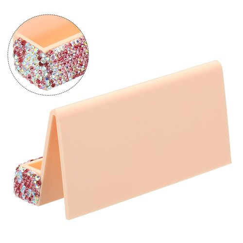 PATIKIL Business Card Holder for Desk, 2 Pack Rhinestone Business Card Holders Crystal Card Stand Organizer Cards Display for Office Exhibition, Pink