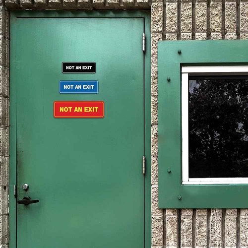 All Quality Standard Not an Exit Wall or Door Sign - Durable Material | Double-Sided Foam Tape | Silver - Small (10 Pack)