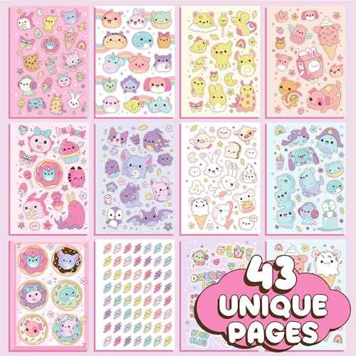 Just My Style 1500+ Cute Kawaii Stickers, 43-Page Book for Scrapbooks, Planners, Features Letter, Happy Planner, Laptop, Water Bottle Stickers for Kids Teens Adults