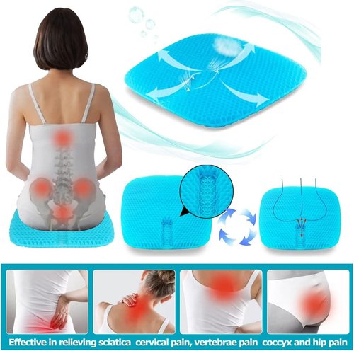 Masteymoh Gel Seat Cushion - Pressure Sores Relief & Cooling Comfort | 18.5x17.3x1.2 Inches, Non-Slip Cover