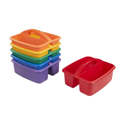 ECR4Kids 2-Compartment Storage Caddy, Storage Organizer, Primary, 6-Pack
