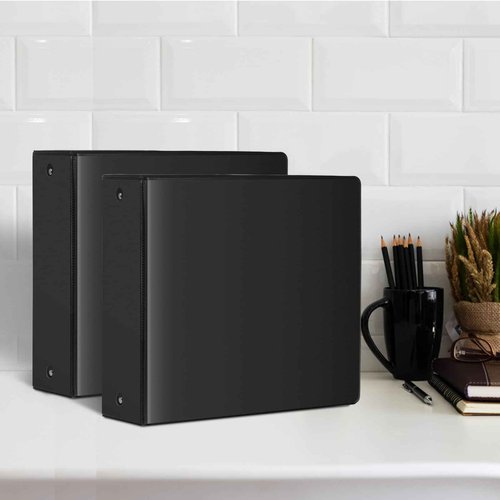 3 Ring Binder 2 Inch, ViVin Sturdy 2"-Round Ring Binder with 2 Interior Pockets, Clear View Cover, PVC-Free, Fits 400 Sheets of 8.5'' x 11'' Paper, Office Home School (6 Pack, Black)