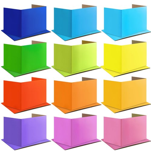SATINIOR 24 Pcs Privacy Boards for Student Desks Classroom Desk Divider Trifold Table Desk Privacy Panel Privacy Folders for Students Desk Partition Study Carrel School Teacher 12 Colors, 16 x 12 in