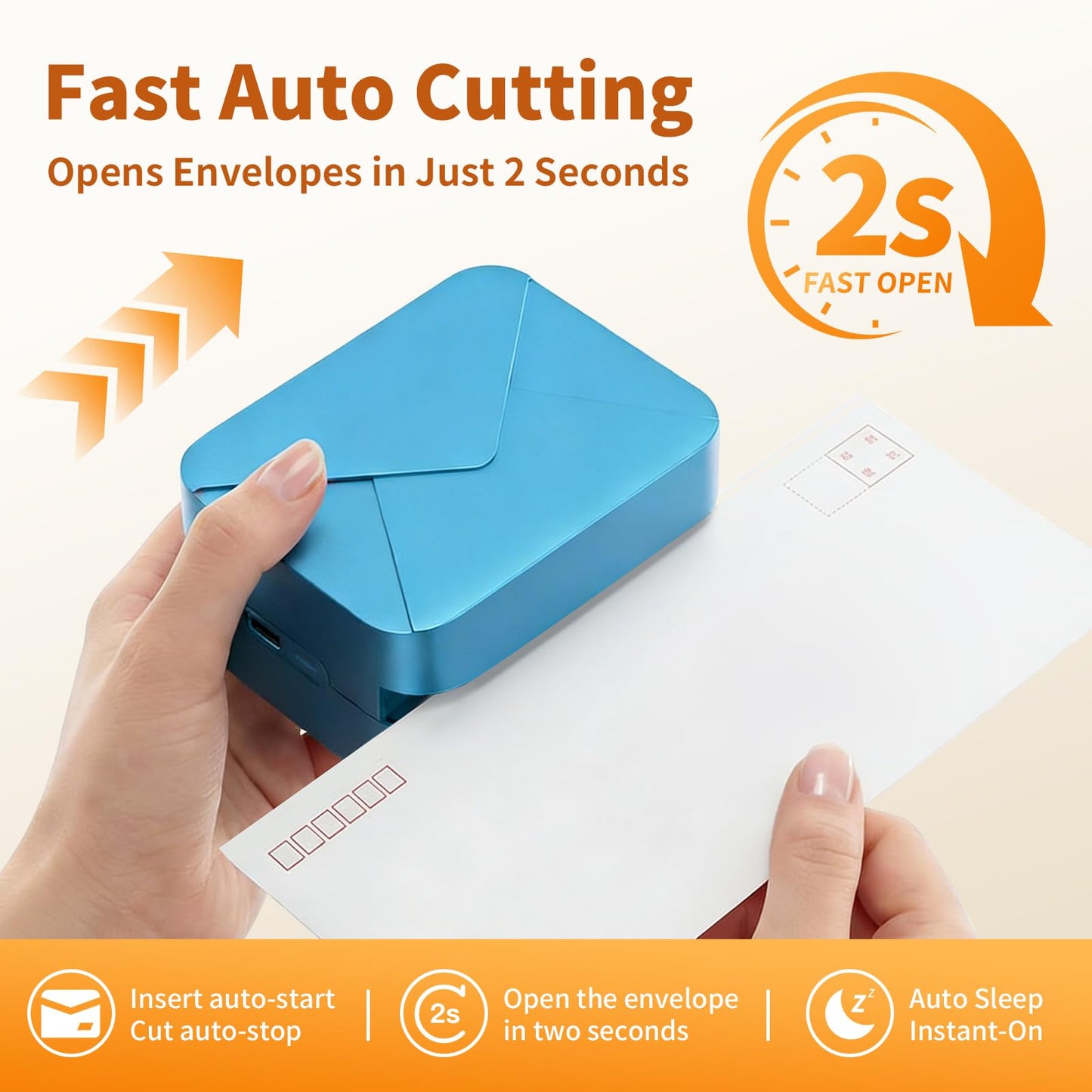 PYRODUM Rechargeable Electric Letter Opener – Automatic Envelope Slitter with Safe Hidden Blade, 1500 Cuts per Charge, Portable Mail Opener for Office Home Desk, Elderly Friendly, No Battery Needed