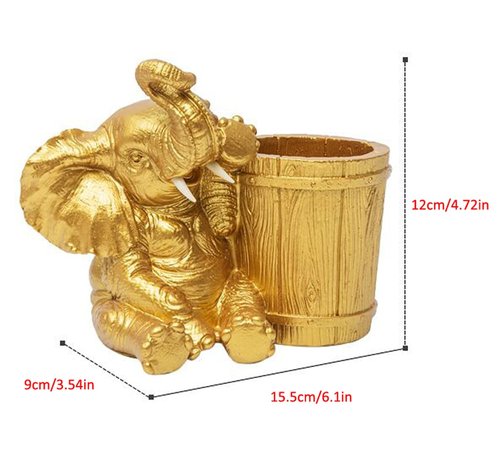 sleeri Cute Resin Elephant Pen Pencil Holder Desk Organizer - Desktop Pen Pencil Brush Holder Container Storage Organizer, Creative Elephant Home Decoration Desk Ornaments for School Office