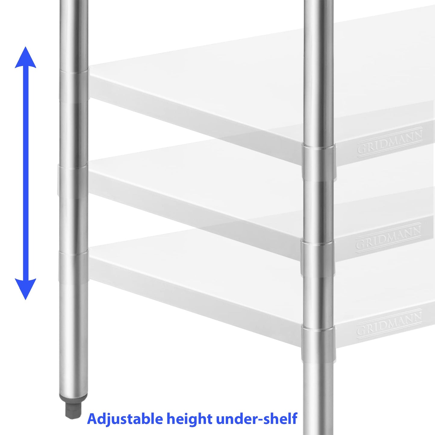 GRIDMANN Stainless Steel Work Table 30 x 30 Inches, NSF Commercial Kitchen Prep Table with Under Shelf for Restaurant and Home