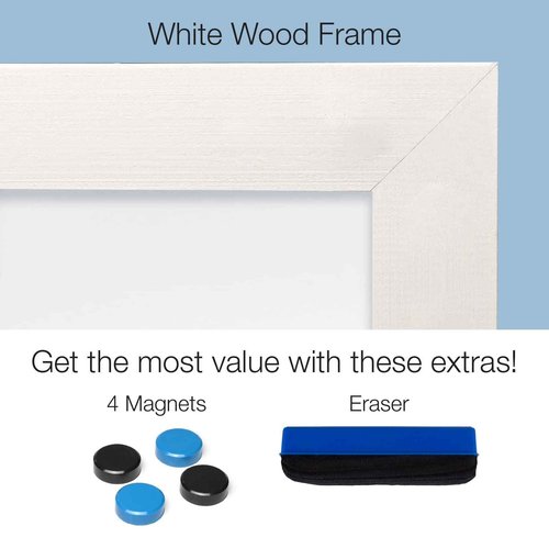 Excello Global Products White Wooden Magnetic Dry Erase Whiteboard, 24"x36"