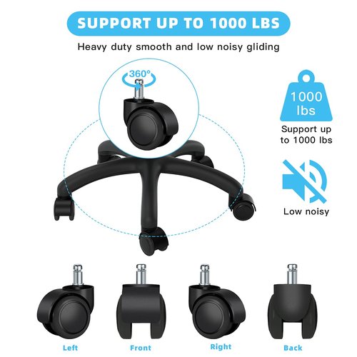 Office Chair Caster Wheels Replacement(Set of 5) for Hardwood Floors and Carpet,Heavy Duty Gas Lift Hydraulic/Pneumatic Piston for Office Chair