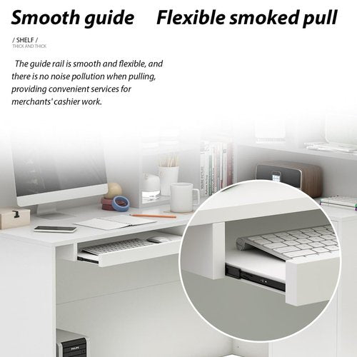 FUFU&GAGA Modern L-Shaped Reception Desk Reception Table Secretary Table Working White
