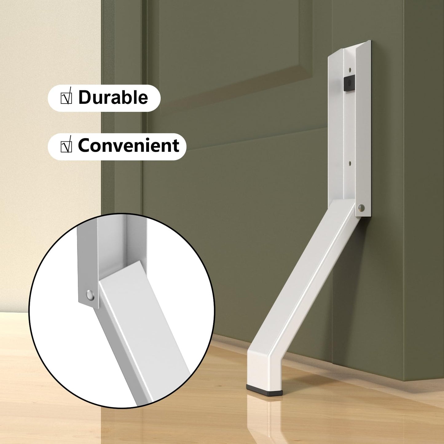 Door Stop, No Drilling Door Stoppers to Keep Door Open, Easy Pedal Kick Down Door Holder, Bottom of Door (White x 1 Pack)