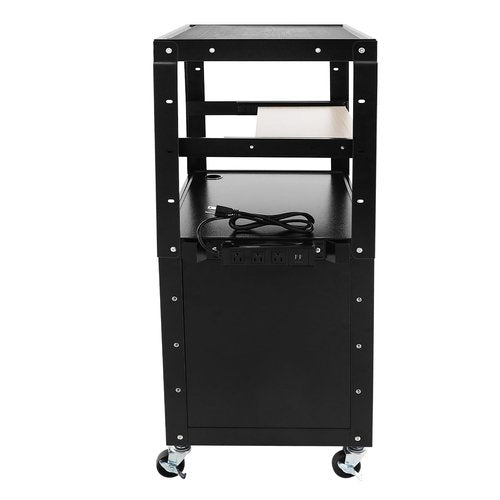 TTeralmon Adjustable Steel AV Cart with Locking Cabinet & Wheels Mobile Computer Cart with Storage Projector Cart