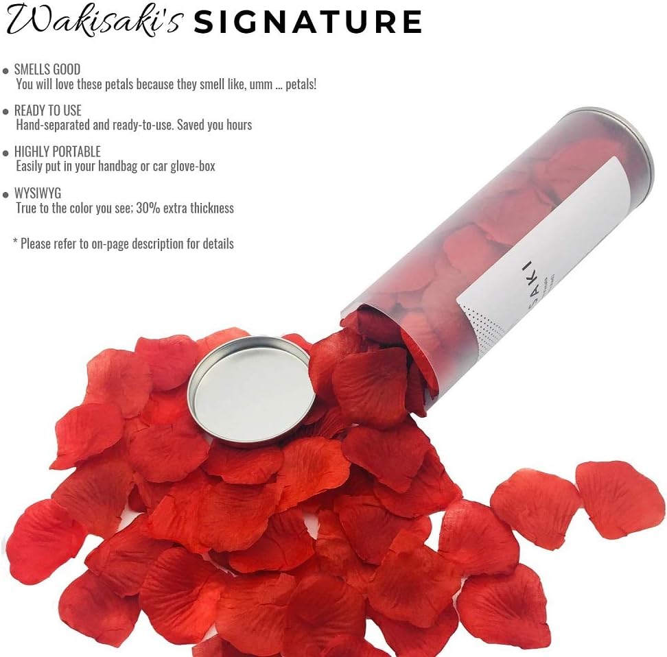 WAKISAKI Artificial Silk Rose Petals - Romantic Wedding Decor | 1,000 PCS Dark Red for Proposals & Anniversaries