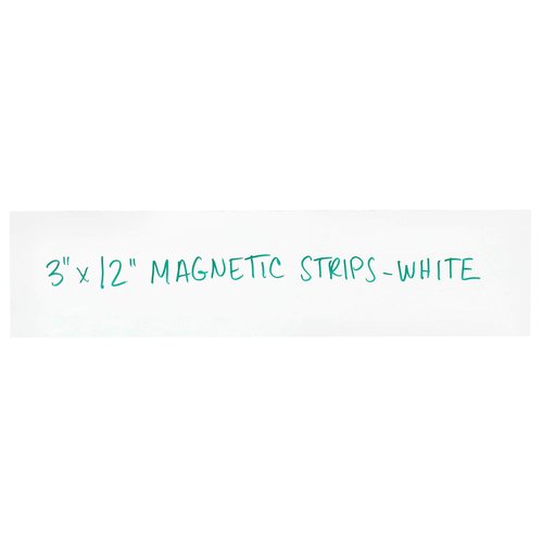 Aviditi 3 x 12 Inch Pre-Cut Magnetic Label Strips, with Write on Dry Erase Surface, White, for Labeling and Organization (25 Strips)