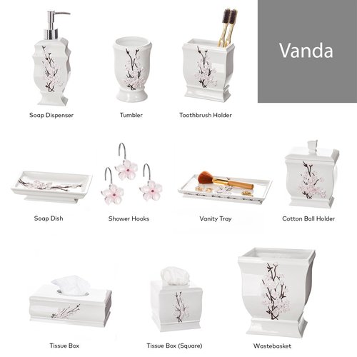 Creative Scents Vanda White Trash Can 1.48 Gal / 5.6L - Decorative Designed Wastebasket - Durable Small Bathroom Trash Can - Waste Basket for Bathroom, Powder Room, Bedroom Or Living Room Decor