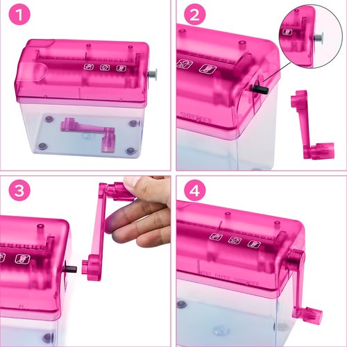 JIKIOU Mini Hand Shredder Portable Paper Shredder Manual Shredder Documents Paper Cutting Tool Home Office Desktop Stationery Red