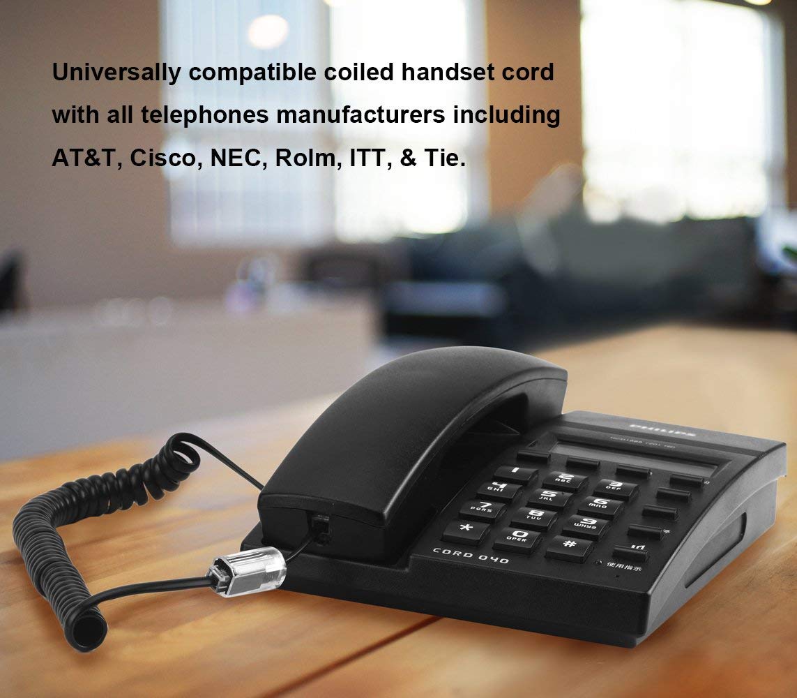 Skiennix Telephone Handset Cord Detangler - 360° Rotating Anti-Tangle Cable | 7.5ft Uncoiled Length