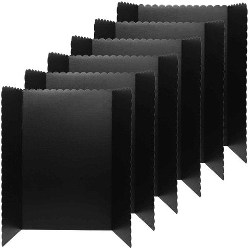 Kosiz 6 Pcs Tri Fold Presentation Board for School Portable Trifold Display Exhibition Board Corrugated Lightweight Poster Board for Business Presentations Projects Memorial Photo(Black,24 x 36'')