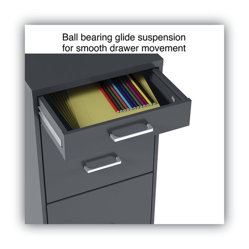 Alera Soho Vertical File Cabinet, 3 Drawers: Pencil/File/File, Letter, Charcoal, 14" X 18" X 26.9"