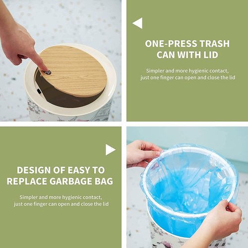 LGCZNWDFHTZ Small Trash Can with Lid for Bathroom Kitchen Office Diaper Paris Symbols Seamless Romantic Travel Paris Bedroom Garbage Trash Bin Dog Proof Waste Basket Cute Decorative, 8.66x14.3inch