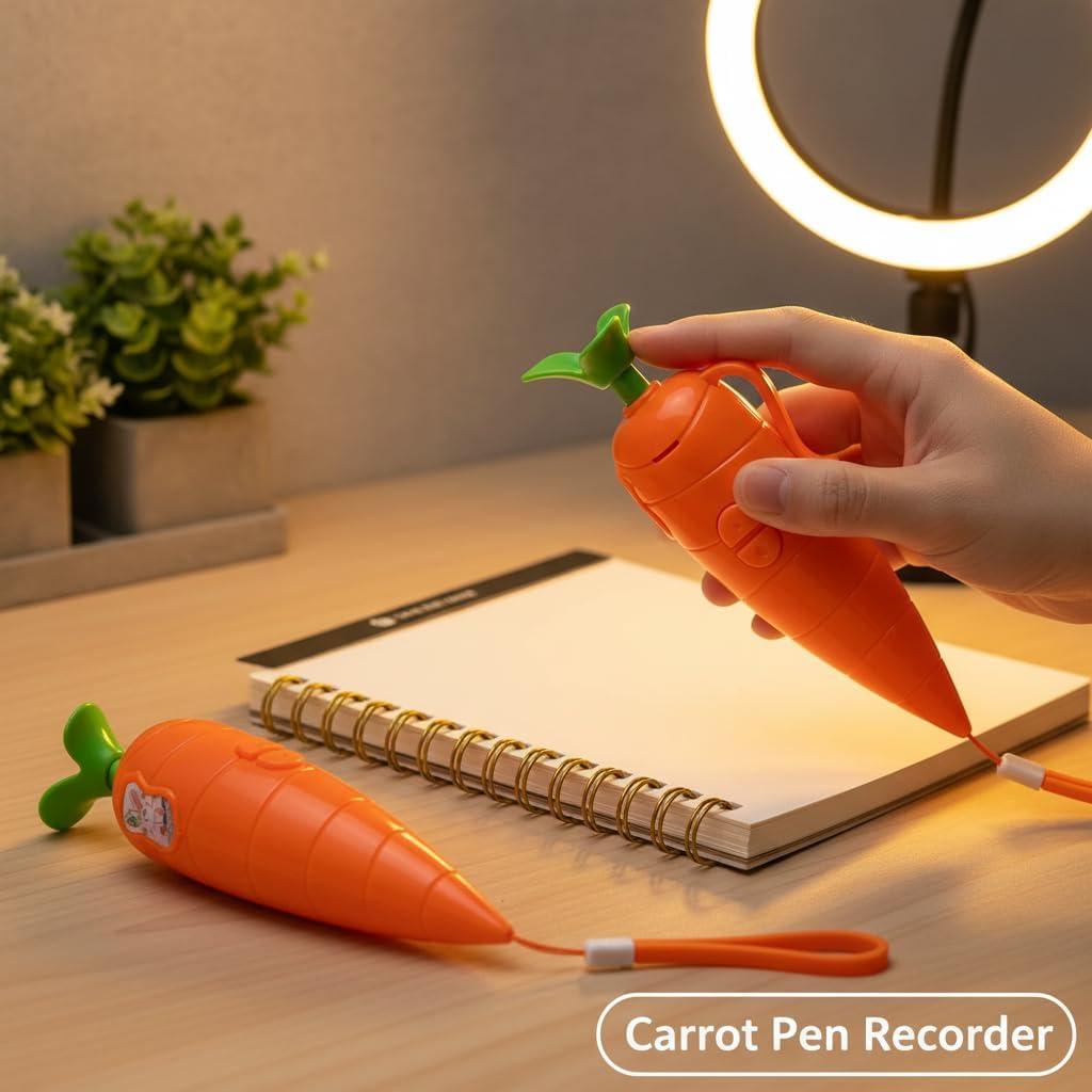 Skiennix Carrot Pen Recorder - Cute Voice Recording Device for Kids | Recordable Birthday Gift (1PC)