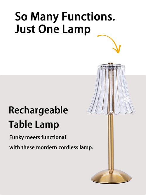 HEQET Cordless Table Lamps for Home,Table,Dining Room, Gold Rechargeable Lamps, USB Charge 12'' Tall LED Brass Portable Outdoor Indoor Table Lamp with Built-in Dimmer