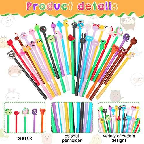 200 Pieces Cute Cartoon Gel Ink Pens Cartoon Animal Writing Pens 0.5 mm Novelty Black Gel Ink Pens Assorted Styles Fun Kawaii Pens for Kids Office School Gifts Supplies