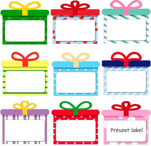 Regine Switzerland Large Christmas Gift Stickers - 90 Pcs, 9 Designs for Presents & Holiday Labels