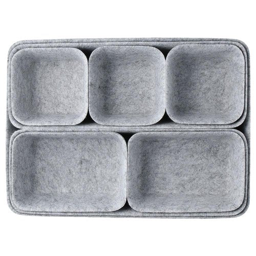 dohobby Light Gray Felt 8-piece Set of Office Makeup Table Forming Storage Box Organizing Storage Box