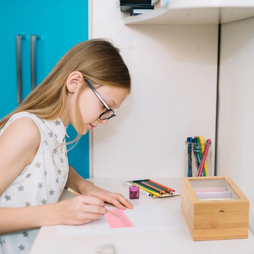 Bamboo Index Card Organizer - 3x5 Index Card Holder Box With Dividers - Wood Recipe Box With Lid - 4 Compartments For 1200 Cards - 5.9"W x 10"D x 4"H