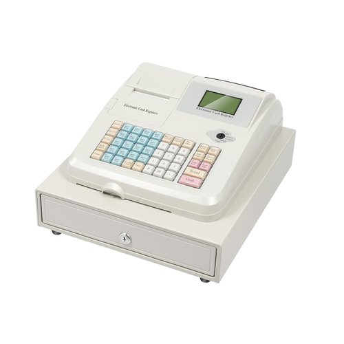 48 Keys Electronic Cash Register, 8 Digital LED Display Retail Point of Sale System and Cash Drawer, Multifunction Thermal Digital Cash Register with Drawer Box for Markets, Cafes