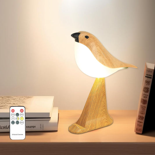VoMii Small Bird Table Lamp - Touch & Remote Control, 3-Color Dimmable, Rechargeable Night Light | Cute Bedroom Decor
