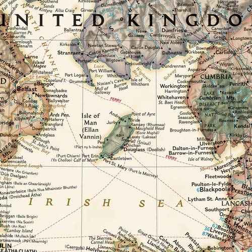 National Geographic: Britain and Ireland Executive Wall Map - Antique Style - 23.5 x 30.25 inches - Art Quality Print