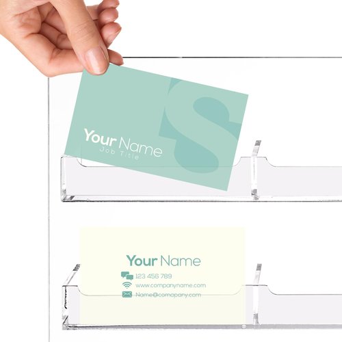 Hedume Acrylic Business Card Holder Wall Mount Clear Sticker Display Rack, 16 Pockets Marketing Holder, Multi Pocket Rack Organizer Space Saver for Home Office