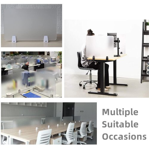 4PCS Desk Dividers Office Partitions, Privacy Desk Panel Protective, Frosted Acrylic Plexiglass Shield with Clamps for Offices Schools Call Centers - 23.6”L X15.8”W