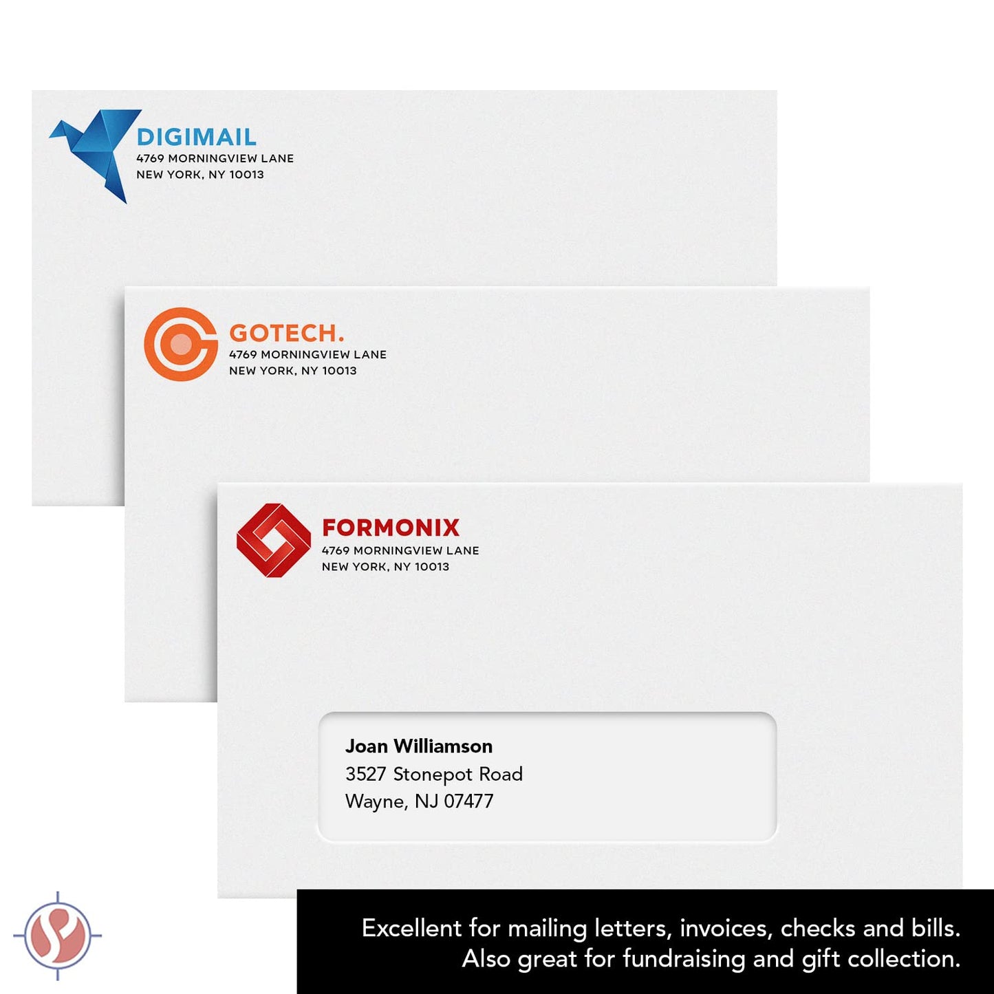 #6 3/4 White Window Envelopes, Reply Business Envelopes for Checks, Invoices, Bills | Commercial Flap w/Gummed Seal | 3 5/8" x 6 1/2" | 24lb Bond (90gsm) | 50 per Pack