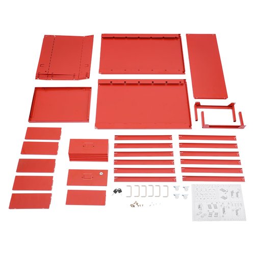 HZOPUTLH 6 Drawer Vertical File Cabinet with Lock, Freestanding Filing Metal Drawers Organizer with 4 Wheels, Movable Under Desk Cabinet Vertical File Storage for Home Office (Red)