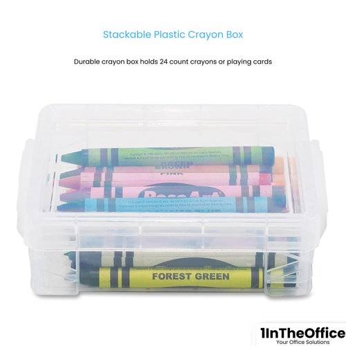 1InTheOffice Crayon Box, Stackable Clear (4 Pack.)