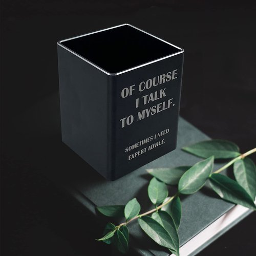 Vowcarol Engineer Gift Funny Pen Pencil Holder Metal Pen Cup Desk Decor- Black