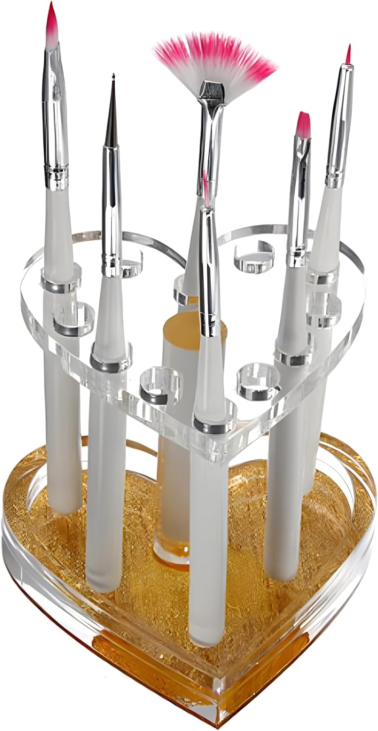 Skiennix Heart-Shaped Acrylic Organizer - 12-Hole Makeup Brush & Pen Holder for Vanity