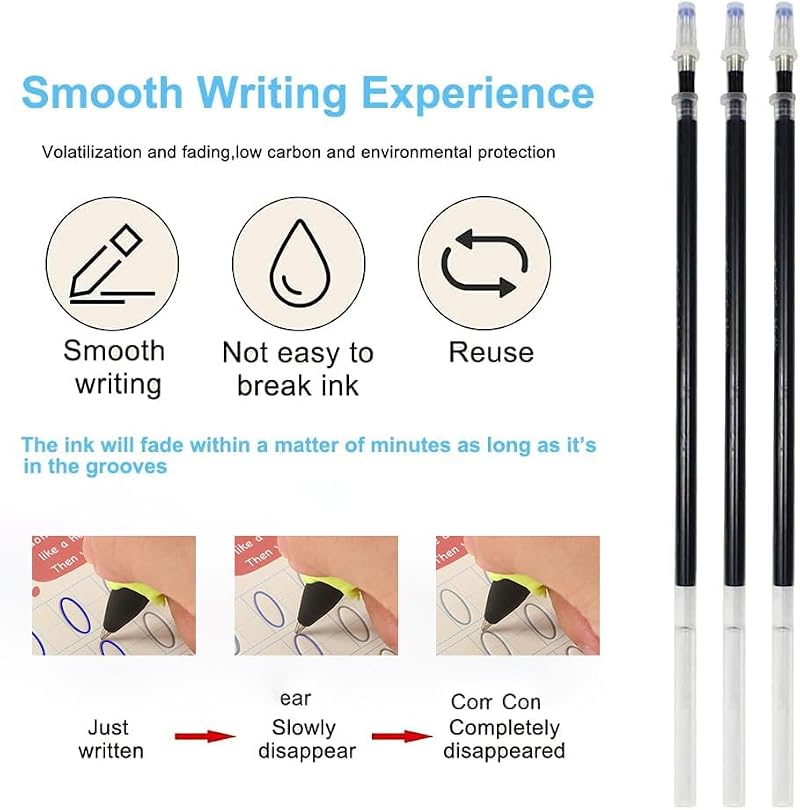 AALGO Magic Pen Set 20pcs Disappearing Ink Refill & Accessories for Reusable Practice Books - 20
