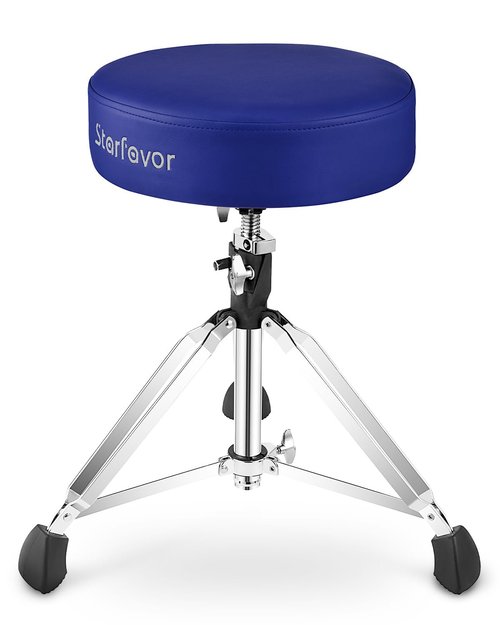 Starfavor Drum Throne Adjustable, Drum Stool Padded Drum Seat, Rotatable Drum Chair with Double Braced Anti-Slip Feet, Crimson Color, Blue, ST-650 Stone