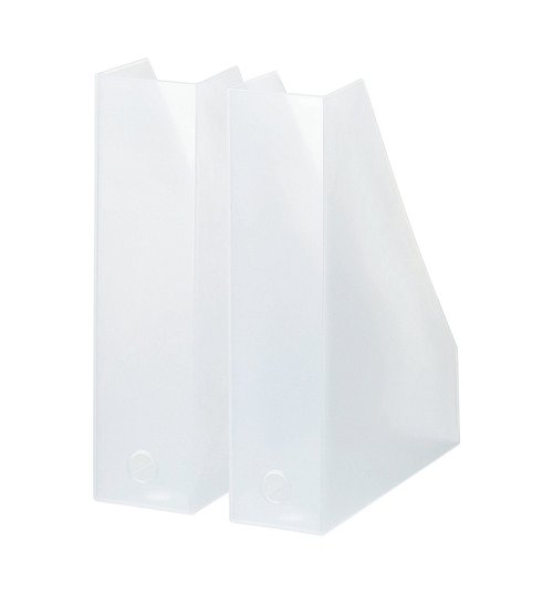 Like-it | MX-19 | Magazine File Set of 2 | File Holder, Office Organizer, Front Opening | Desk, Kitchen, Shelf, Table top, Drawer | 3.03" × 9.96" × 12.09" | Tr. White |