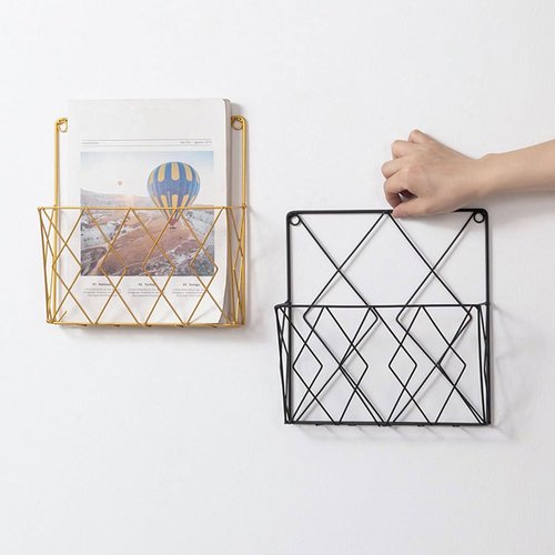 Yardenfun Wall-mounted Books Storage Rack Magazine Holder Golden Iron Book Organizer for Home Decor Office Stylish Book Supporter Container for Shelves