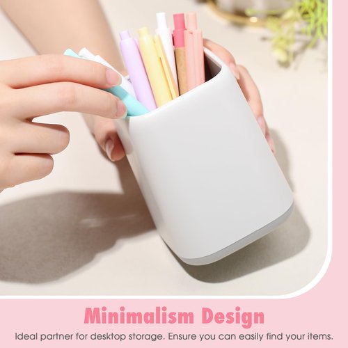 Mimorou 12 Pcs Pen Holder Pencil Holder Bulk for Desk Plastic Square Cups for Pen Makeup Brush Storage Organizer Pencil Cup Stationery for Classroom School Office Supplies 4.1 x 2.95 Inch(White)