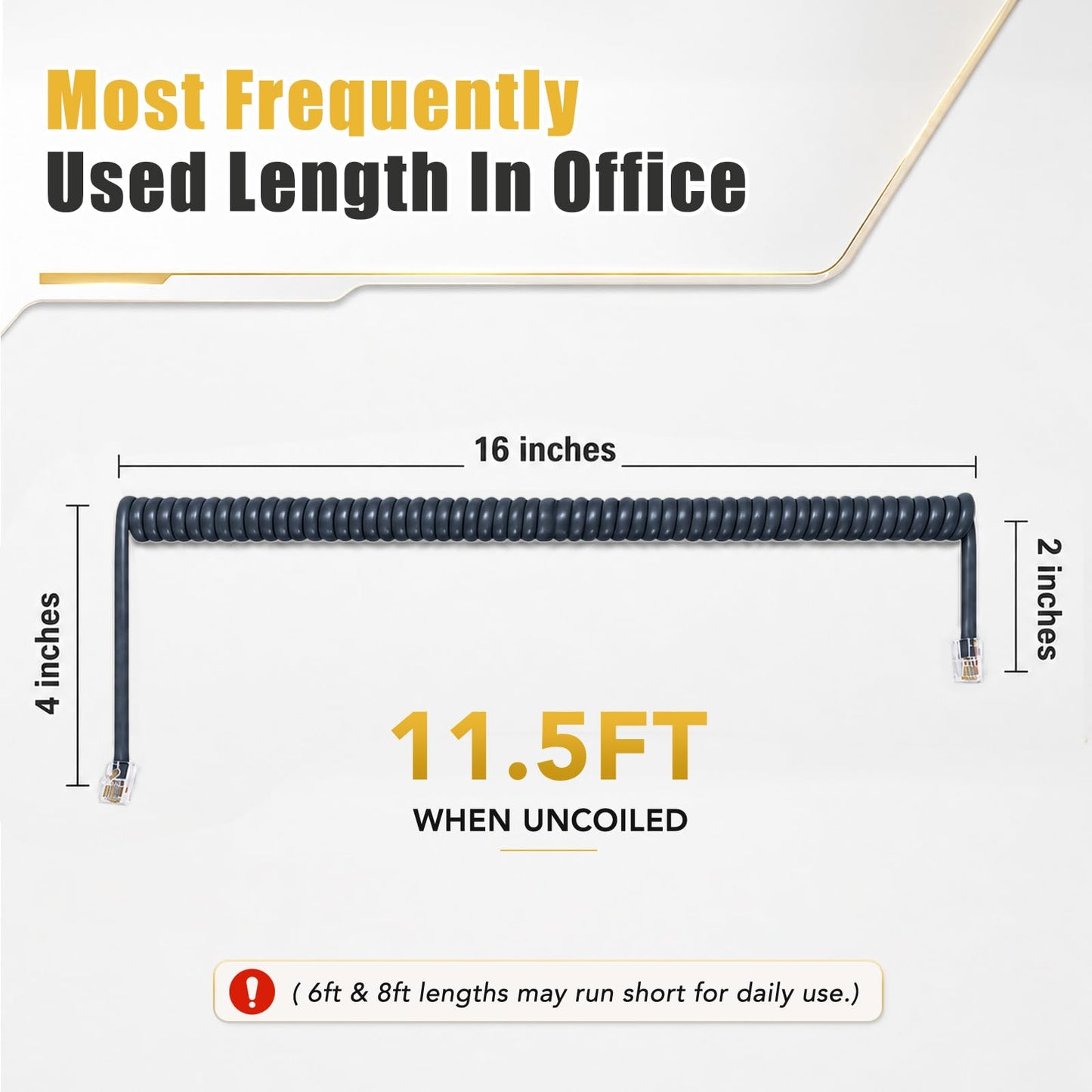 Comtrue Phone Cords for Landline, 2-Pack, Telephone Handset Cords