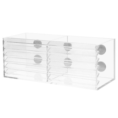 MyGift 2 Slot Clear Acrylic Magnetic Whiteboard Marker Holder, Decorative Office Supplies Storage Bin Organizer, Desktop Pencil Cup