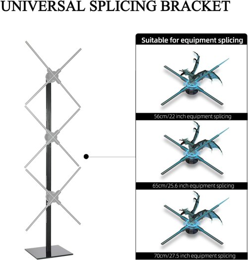 Missyou 3D Hologram Fan Stand - Vertical 3-Unit Splicing Bracket for 56/65/70cm Projectors | Heavy Duty Metal Wall Structure - Perfect Tech Gift for Festivals