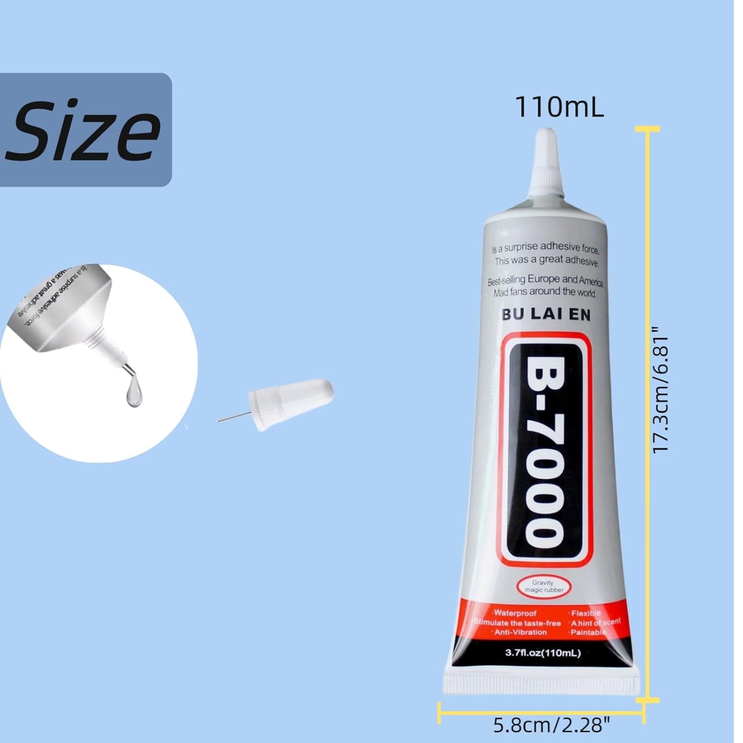 B-7000 Fabric Glue - Clear Liquid Stitch with Precision Tip for Crafting & Repairs | 110ml/3.7fl.oz
