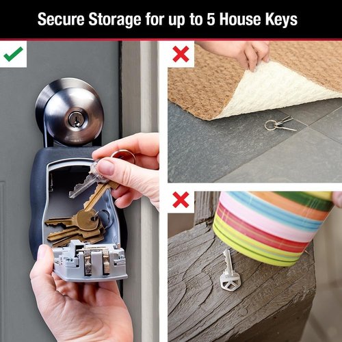 Master Lock Key Lock Box - Portable Outdoor Lockbox with Resettable Code | 5400EC Black