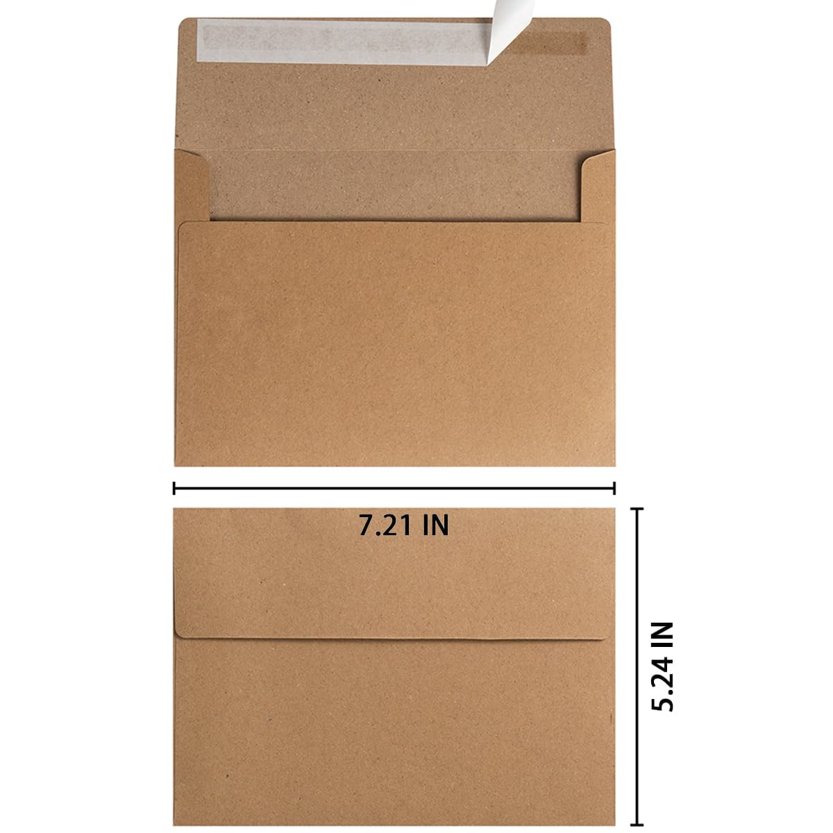 50 Pack 5 x 7 Envelopes A7 Self Seal, 5.24 x 7.21 Inches, Brown